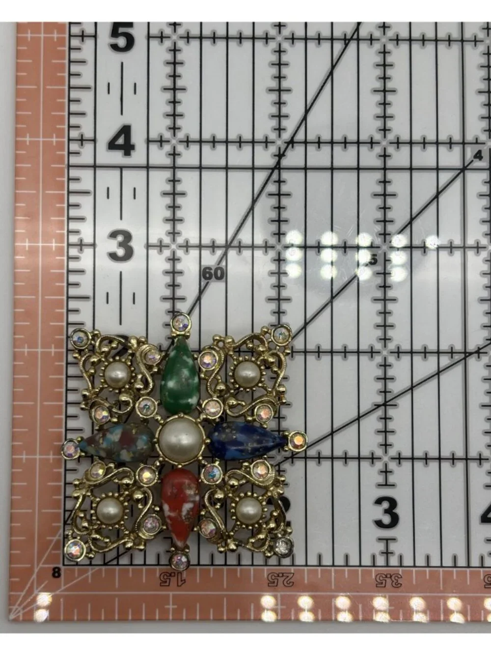 Vintage Sarah Coventry Galaxy Brooch Pendant Gold Tone Resin With AB Rhinestones